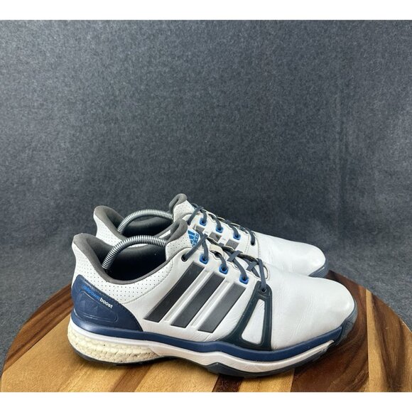 Adidas Adipower Boost 2 Golf Shoes White Blue Silver Q44661 Mens Size 11 - Picture 1 of 11
